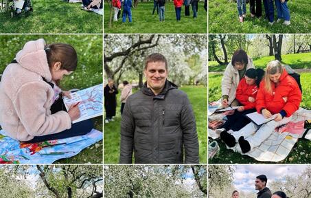 Пикник и пленэр в цветущем саду